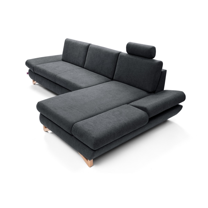 AVESTA Ecksofa, ausziehbar, gepolstert, mit Stauraum, L‑Form, rechts, Anthrazit