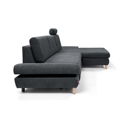 AVESTA Ecksofa, ausziehbar, gepolstert, mit Stauraum, L‑Form, rechts, Anthrazit