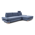 AVESTA L-Ecksofa mit Schlaffunktion und Stauraum, rechts, blau