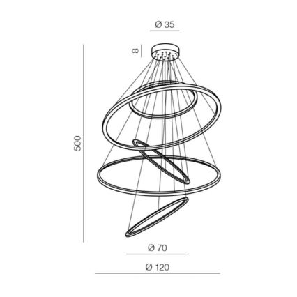 Azzardo AZ3138 - dimmbare LED Hängeleuchte WHEEL LED/190W/230V