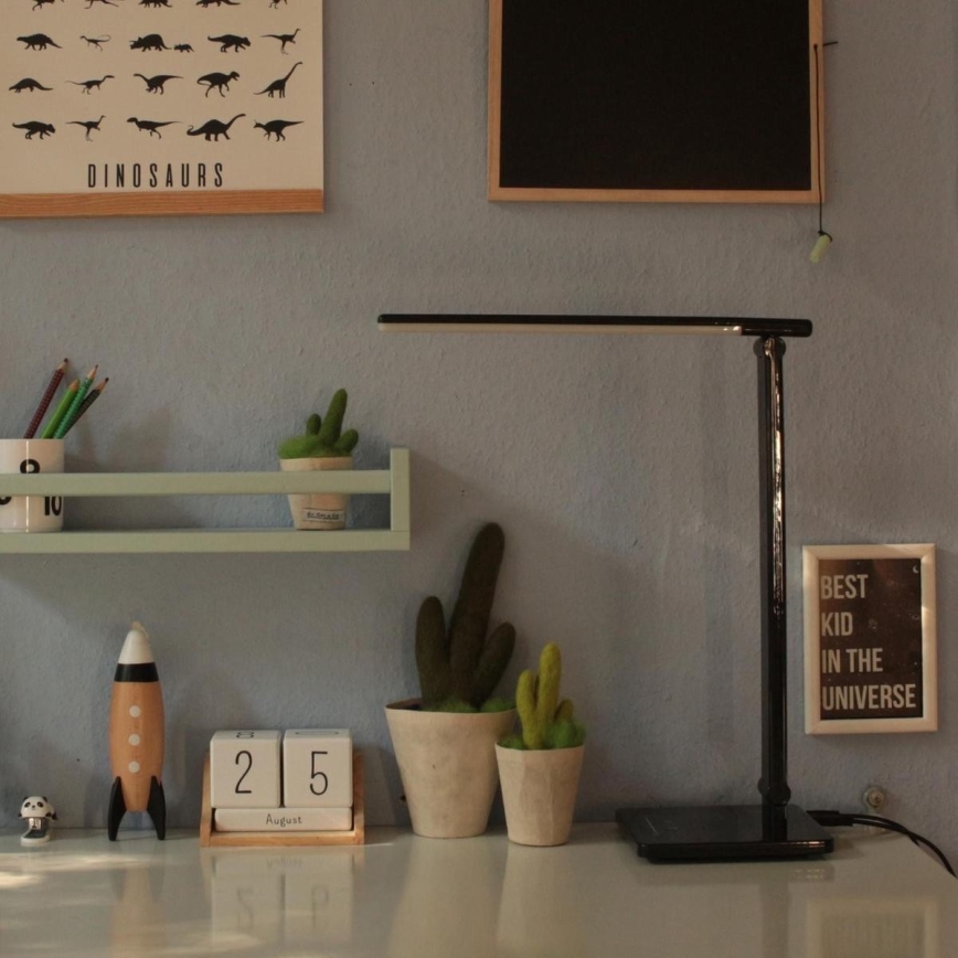 B.K. Licht 1004 – Dimmbare LED-Tischlampe mit Touch-Funktion und USB LED/5W/230V schwarz