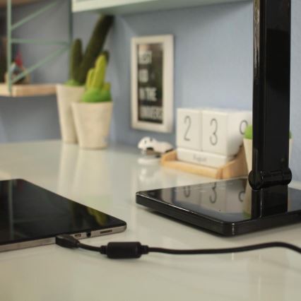 B.K. Licht 1004 – Dimmbare LED-Tischlampe mit Touch-Funktion und USB LED/5W/230V schwarz