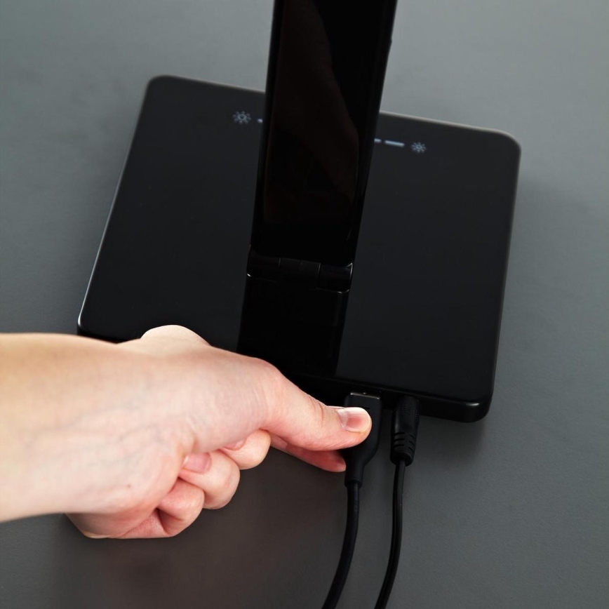 B.K. Licht 1004 – Dimmbare LED-Tischlampe mit Touch-Funktion und USB LED/5W/230V schwarz