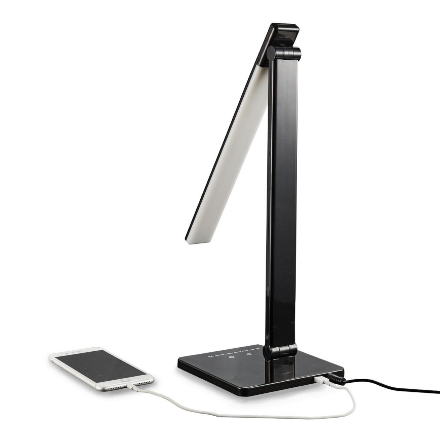 B.K. Licht 1004 – Dimmbare LED-Tischlampe mit Touch-Funktion und USB LED/5W/230V schwarz