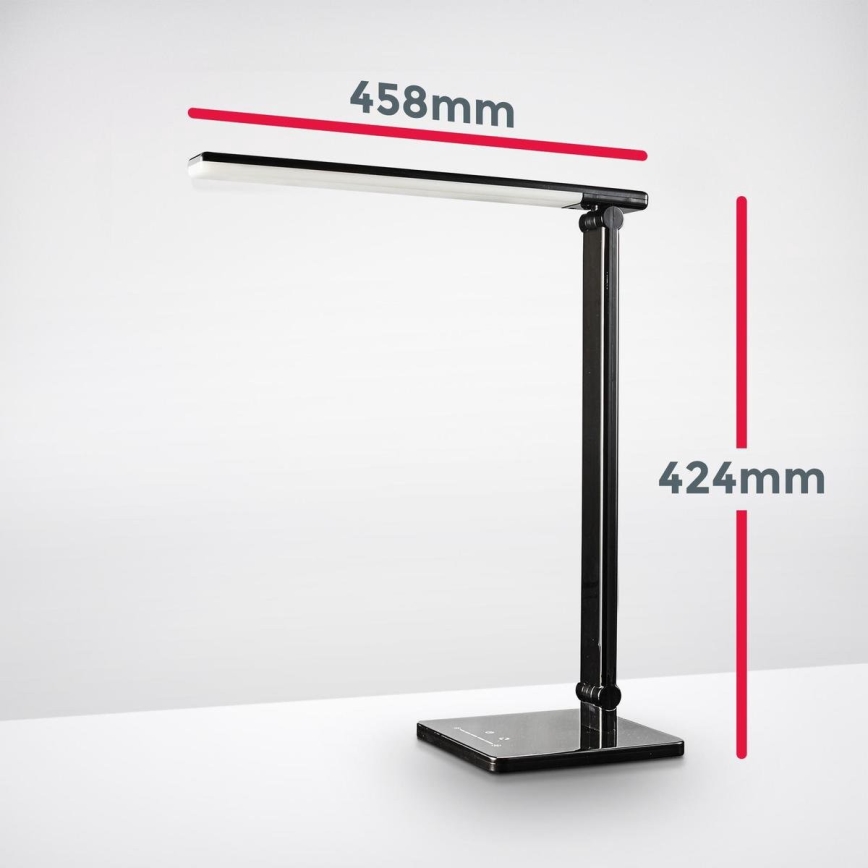 B.K. Licht 1004 – Dimmbare LED-Tischlampe mit Touch-Funktion und USB LED/5W/230V schwarz