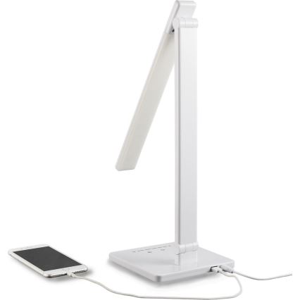 B.K. Licht 1005 - Dimmbare LED-Tischlampe mit Touch-Funktion und USB LED/5W/230V weiß