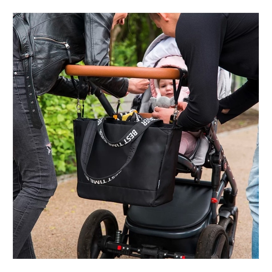 BabyOno - Wickeltasche für Kinderwagen Best Time Ever schwarz