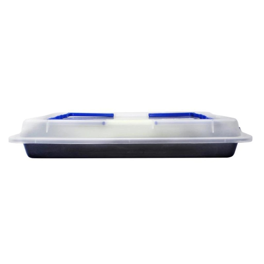 Backform mit Deckel TORO 42x3,8x29 cm schwarz/blau