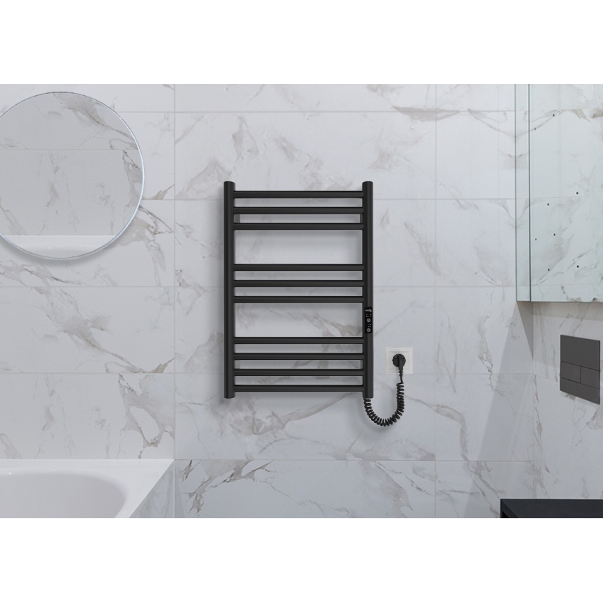 Bad-Handtuchheizkörper HF GREENWICH 100W/230V 57x43 cm schwarz, rechts, rund