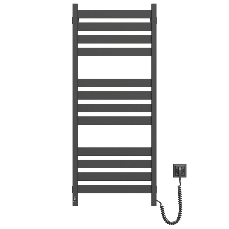 Bad-Handtuchheizkörper LARGO mit Thermostat 256W 120x50 cm, schwarz, rechts