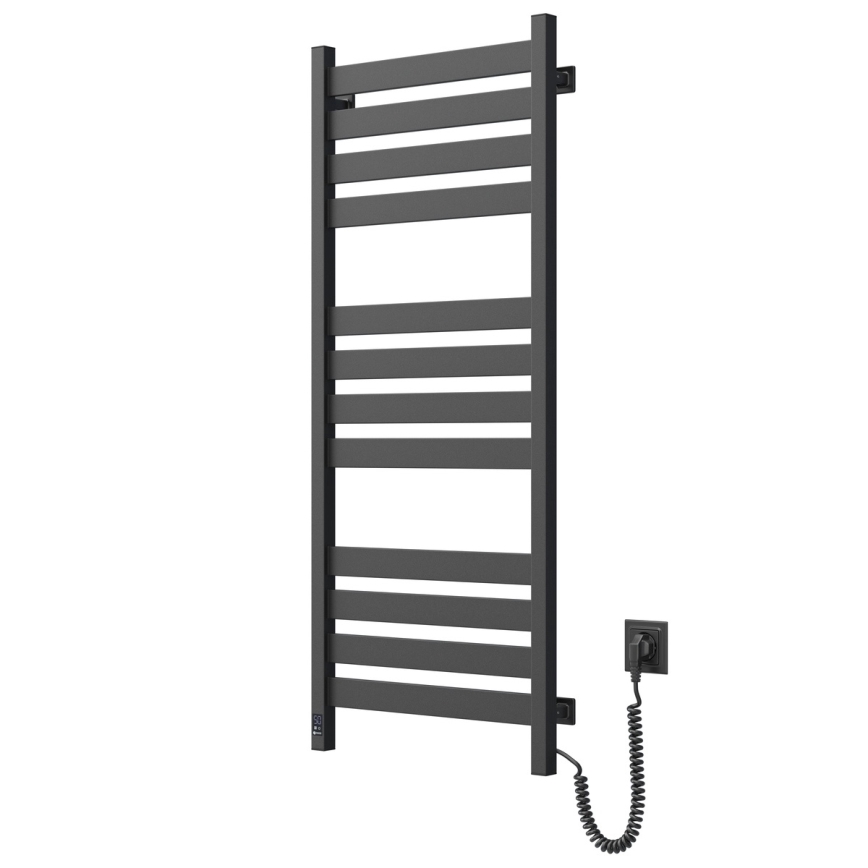 Bad-Handtuchheizkörper LARGO mit Thermostat 256W 120x50 cm, schwarz, rechts
