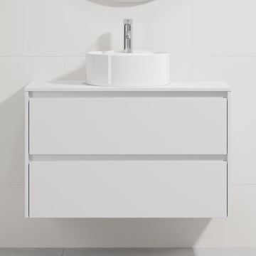 Badeunterschrank mit Waschbecken TRONDHEIM/VIKEDAL 90x57x46 cm weiß