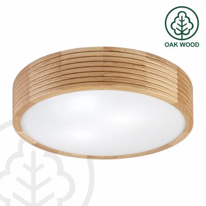 Badezimmer-Deckenleuchte LINARO 3xE27/15W/230V IP54 Eiche Ø 37 cm