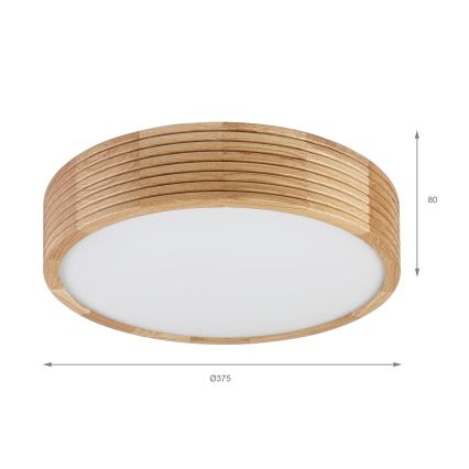 Badezimmer-Deckenleuchte LINARO 3xE27/15W/230V IP54 Eiche Ø 37 cm
