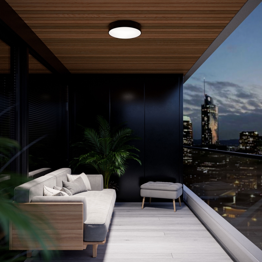 Badezimmer-Deckenleuchte mit Sensor CLEO 2xE27/24W/230V Ø 30 cm schwarz IP54