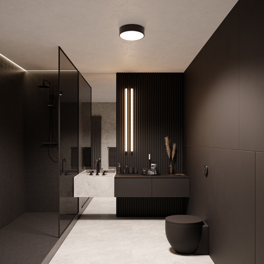 Badezimmer-Deckenleuchte mit Sensor CLEO 3xE27/24W/230V Ø 40 cm schwarz IP54
