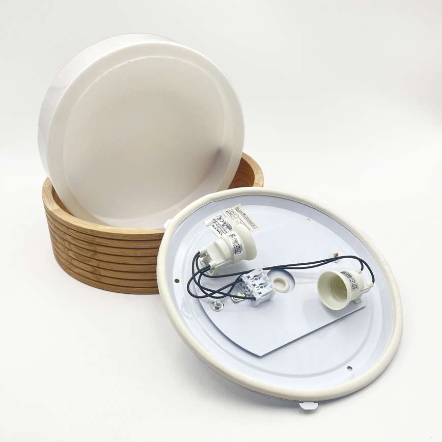 Badezimmer-Deckenleuchte OAK 2xE27/15W/230V IP54, Eiche, Ø 27 cm