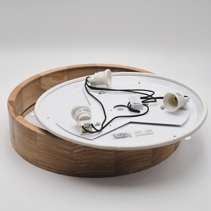 Badezimmer-Deckenleuchte OAK 3xE27/15W/230V Eiche Ø 37 cm IP54