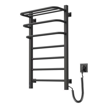Badezimmer-Elektro-Heizkörper mit Thermostat FORTIS 350W/230V 80,6 cm IP44 schwarz rechts eckig