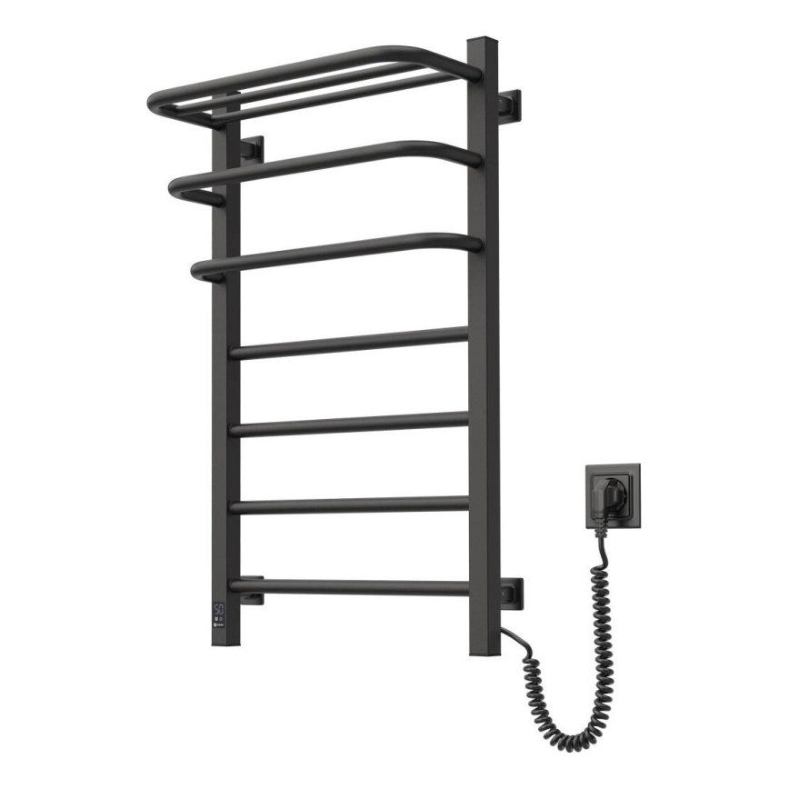 Badezimmer-Elektro-Heizkörper mit Thermostat FORTIS 350W/230V 80,6 cm IP44 schwarz rechts eckig