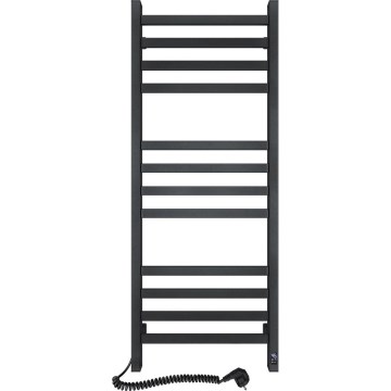 Badezimmer-Handtuchheizkörper AVANGARD mit Thermostat, 227W, 120x48cm, schwarz, links
