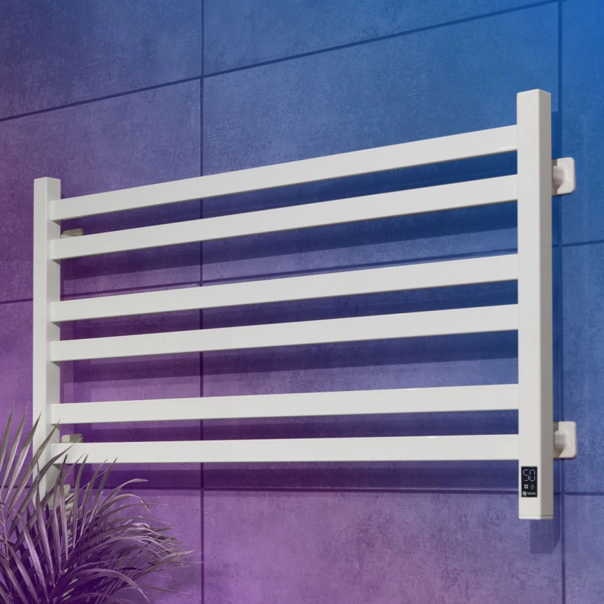 Badezimmer-Leiterheizkörper mit Thermostat AVANGARD 300 W/230 V, 50,6 cm, IP44, weiß, links, eckig