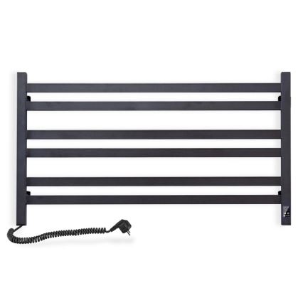 Bad-Handtuchheizkörper mit Thermostat AVANGARD 316 W/230 V 50,6 cm IP44 schwarz links eckig