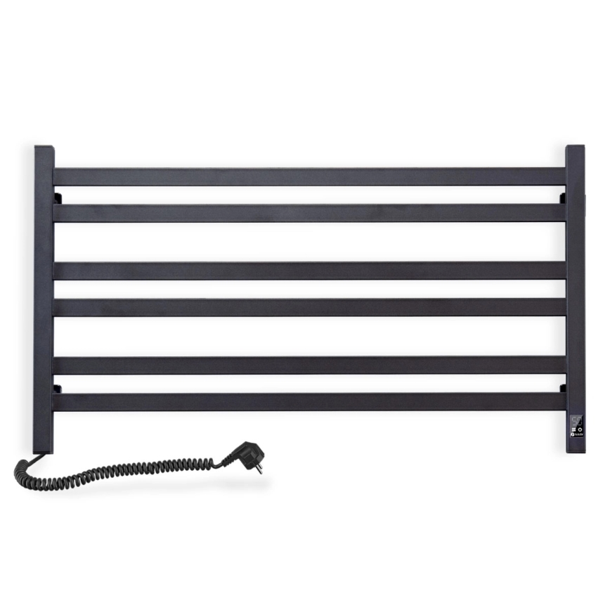 Bad-Handtuchheizkörper mit Thermostat AVANGARD 316 W/230 V 50,6 cm IP44 schwarz links eckig