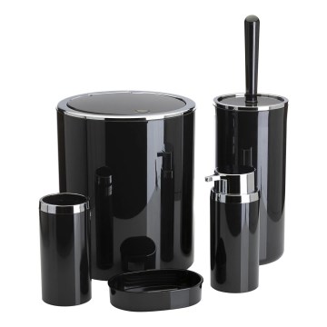 Badezimmer-Set CARMEN 5 Stk. schwarz/glänzendes Chrom