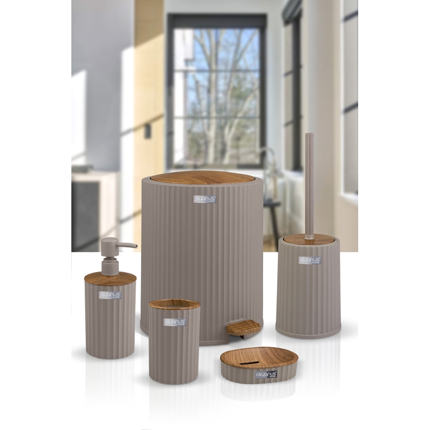 Badezimmer-Set COLI 5 Stk. beige/braun