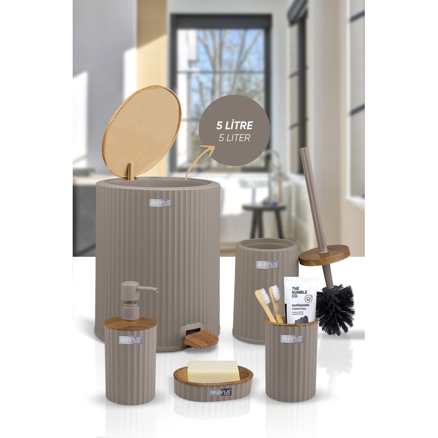 Badezimmer-Set COLI 5 Stk. beige/braun