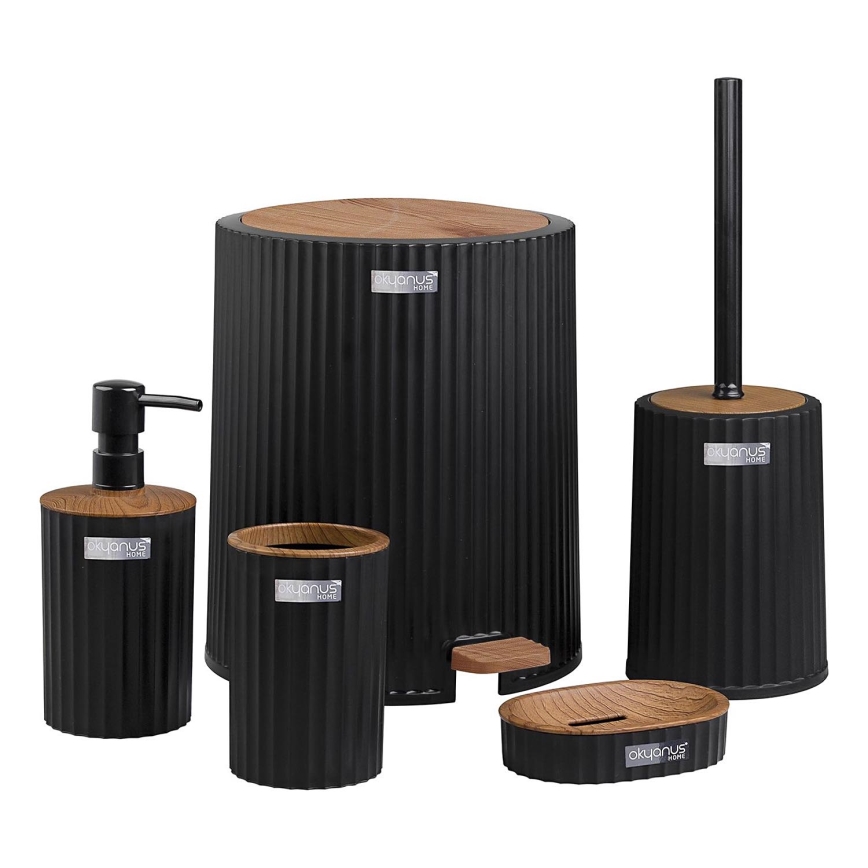 Badezimmer-Set COLI 5 Stk. schwarz/braun