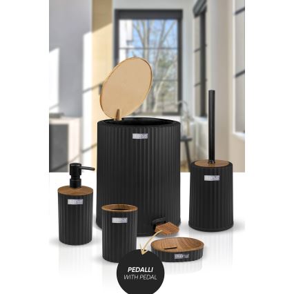 Badezimmer-Set COLI 5 Stk. schwarz/braun