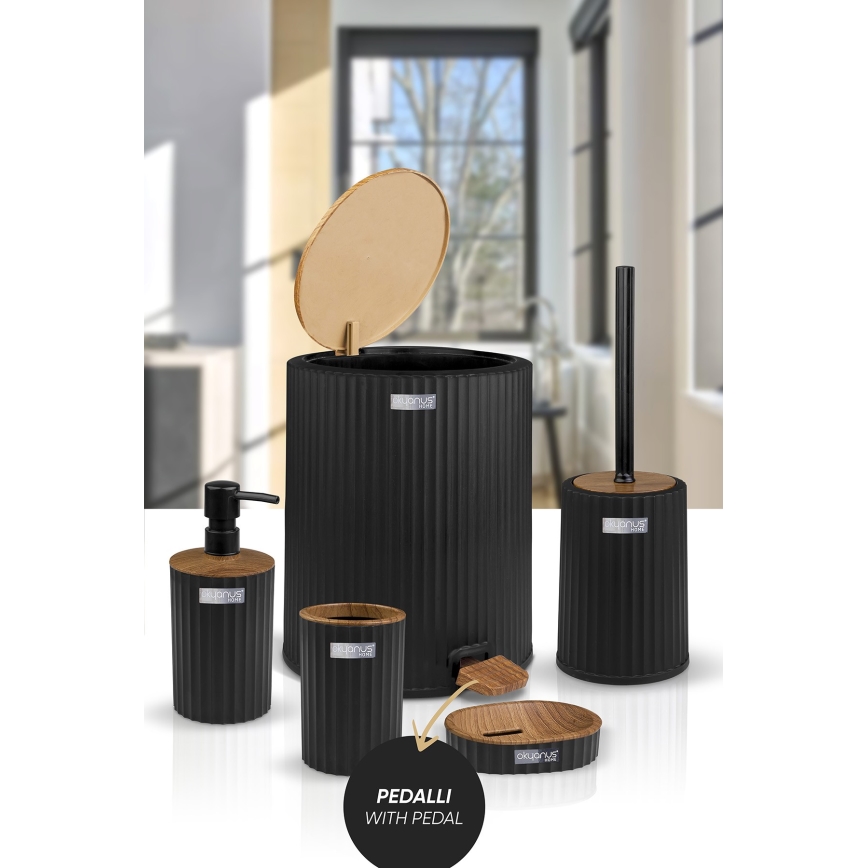 Badezimmer-Set COLI 5 Stk. schwarz/braun