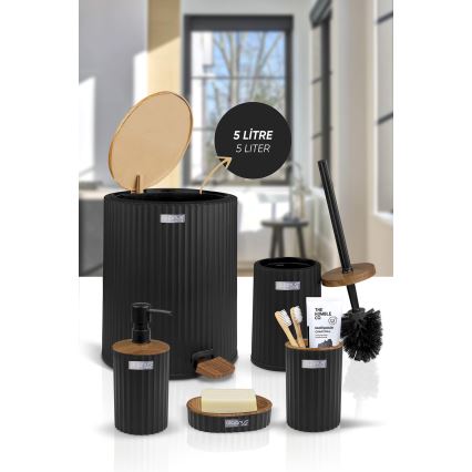 Badezimmer-Set COLI 5 Stk. schwarz/braun