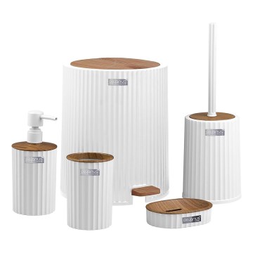 Badezimmer-Set COLI 5 Stk. weiß/braun