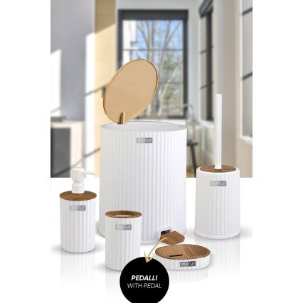 Badezimmer-Set COLI 5 Stk. weiß/braun