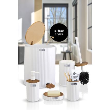 Badezimmer-Set COLI 5 Stk. weiß/braun