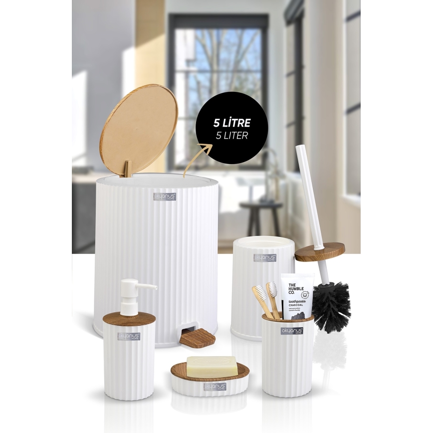Badezimmer-Set COLI 5 Stk. weiß/braun