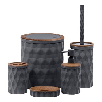 Badezimmer-Set DIAMOND 5 Stk. anthrazit/braun