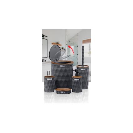 Badezimmer-Set DIAMOND 5 Stk. anthrazit/braun