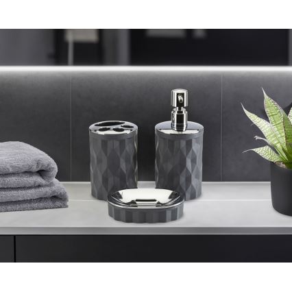 Badezimmer-Set REINA 5 Stk. anthrazit/glänzendes Chrom