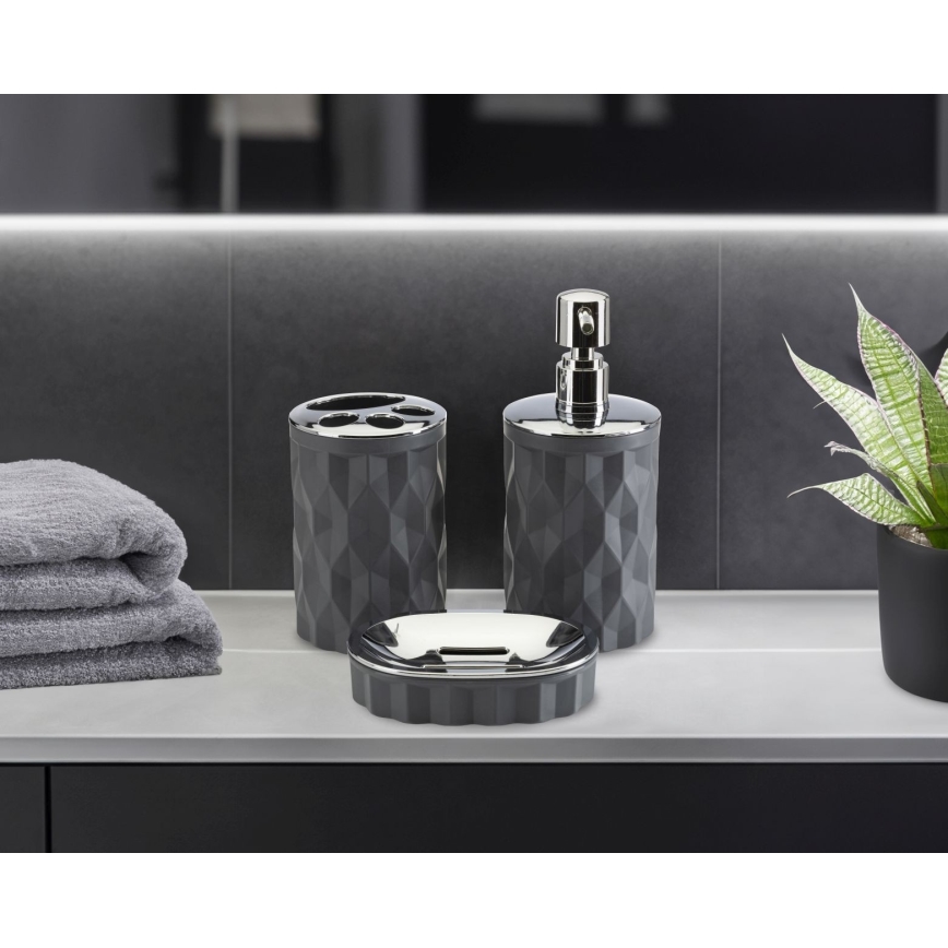 Badezimmer-Set REINA 5 Stk. anthrazit/glänzendes Chrom