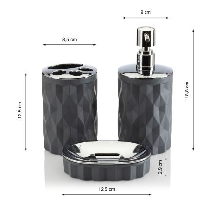 Badezimmer-Set REINA 5 Stk. anthrazit/glänzendes Chrom
