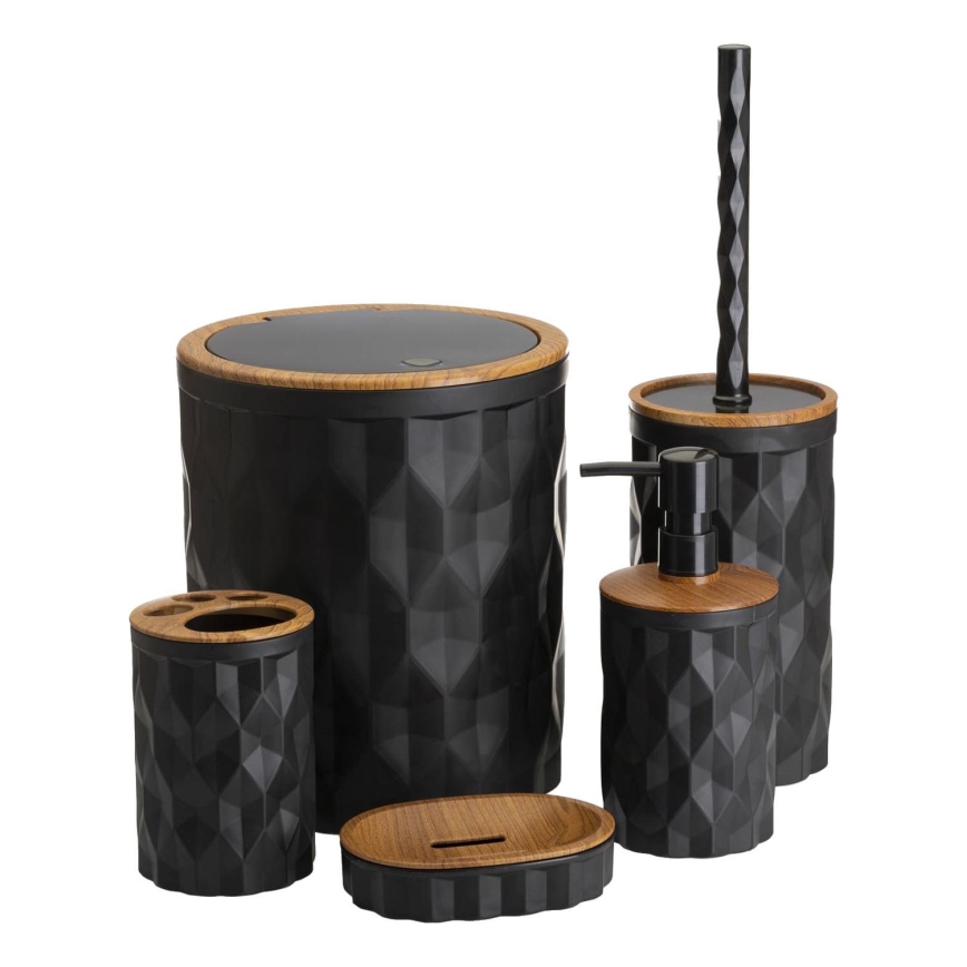 Badezimmer-Set REINA 5 Stk. schwarz/braun