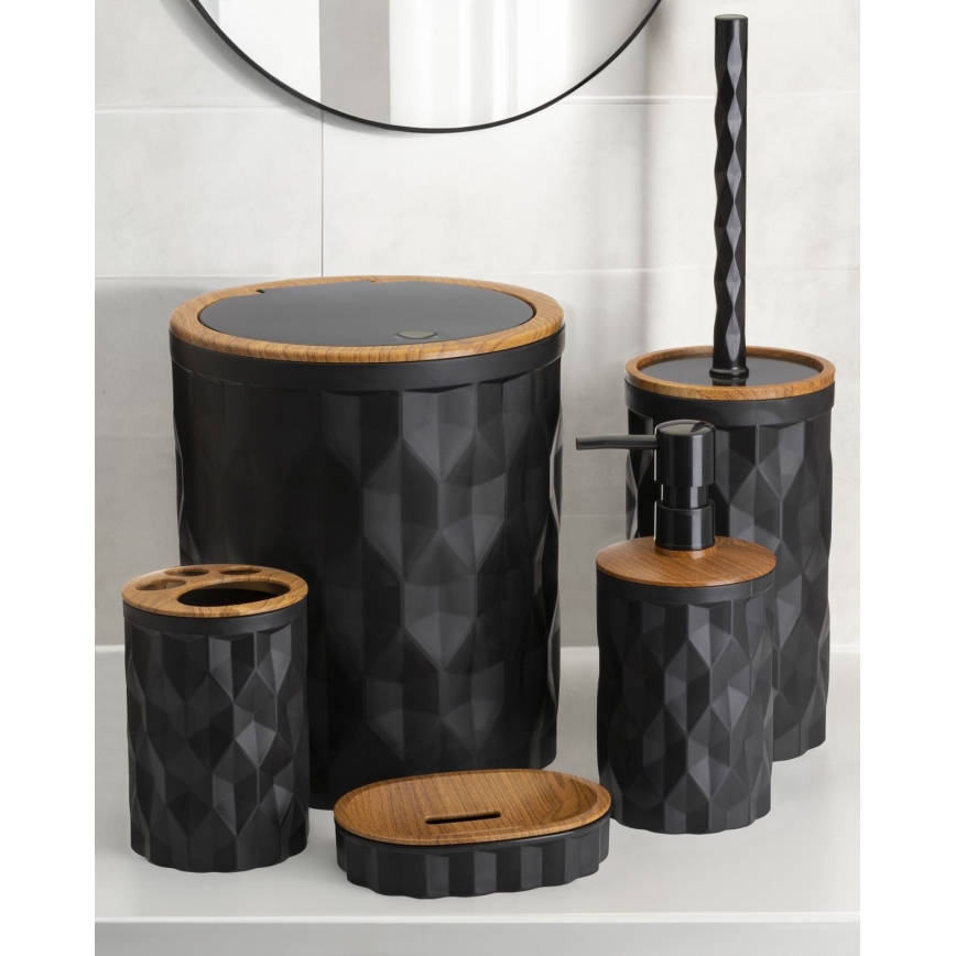 Badezimmer-Set REINA 5 Stk. schwarz/braun