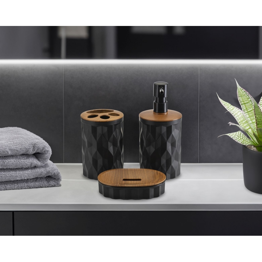 Badezimmer-Set REINA 5 Stk. schwarz/braun