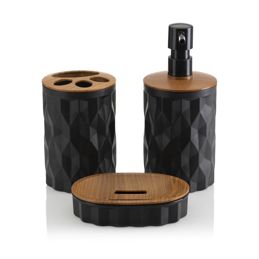 Badezimmer-Set REINA 5 Stk. schwarz/braun