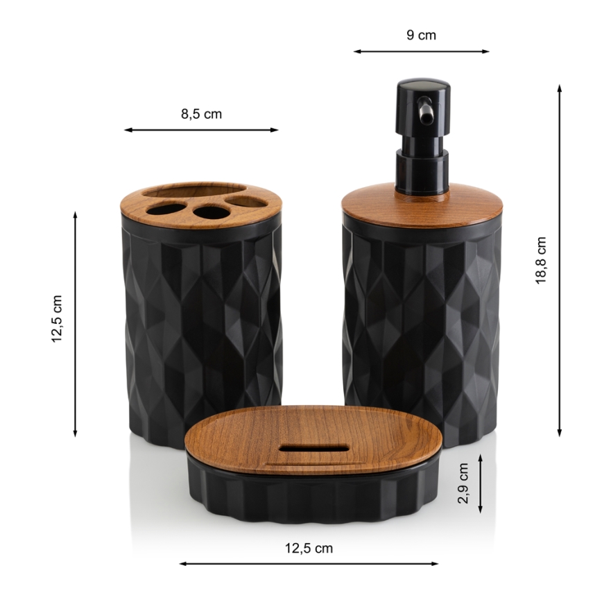 Badezimmer-Set REINA 5 Stk. schwarz/braun