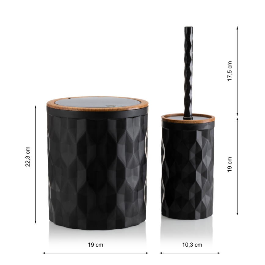 Badezimmer-Set REINA 5 Stk. schwarz/braun